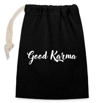 Good_Karma - Verschließbarer Geschenkbeutel aus Baumwolle (14x20cm) - Schwarz - Vorne