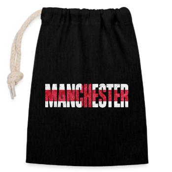 Manchester, Angleterre - Sac cadeau en coton avec cordon (14 x 20 cm) - noir - Devant