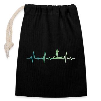 Stand up paddle heartbeat - Closable cotton gift bag (14x20cm) - black - Front