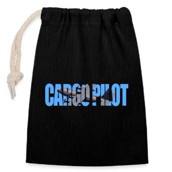 Pilote cargo C-130 - Sac cadeau en coton avec cordon (14 x 20 cm) - noir - Devant