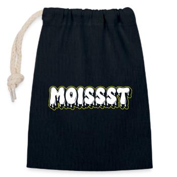Moist Fat Font Wordmark - Closable cotton gift bag (14x20cm) - navy - Front