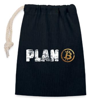 Plan Bitcoin Plan B - Verschließbarer Geschenkbeutel aus Baumwolle (14x20cm) - Navy - Vorne