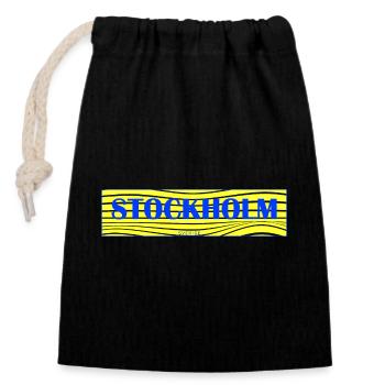 Stockholm Waves Lettering - Closable cotton gift bag (14x20cm) - black - Front