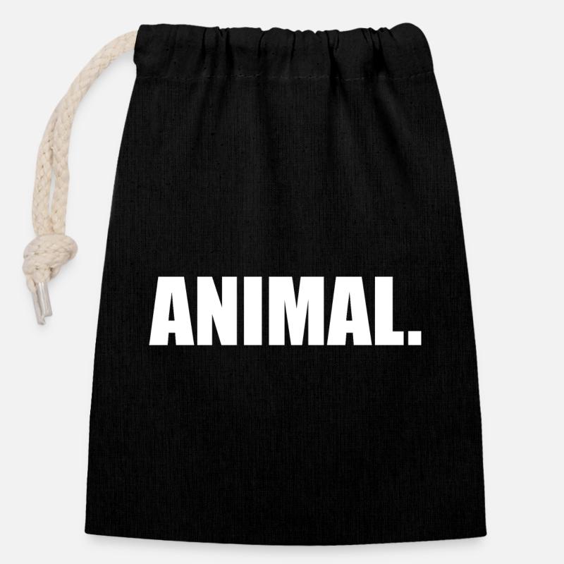 ANIMAL - Closable cotton gift bag (14x20cm) - black