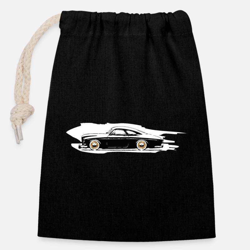 120 Series Custom Color White - Closable cotton gift bag (14x20cm) - black