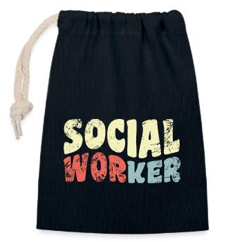 Social Work – Social Workers – Helping the Needy - Closable cotton gift bag (14x20cm) - navy - Front
