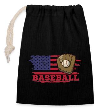 Baseball Catcher Pitcher Sportplatz Handschuhe - Verschließbarer Geschenkbeutel aus Baumwolle (14x20cm) - Schwarz - Vorne