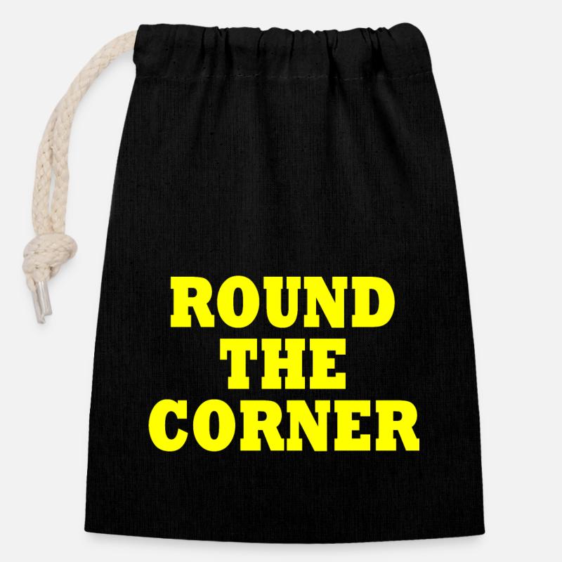 Round the corner - Closable cotton gift bag (14x20cm) - black