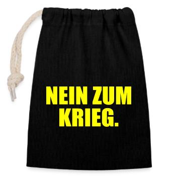 Nein zum krieg - Verschließbarer Geschenkbeutel aus Baumwolle (14x20cm) - Schwarz - Vorne