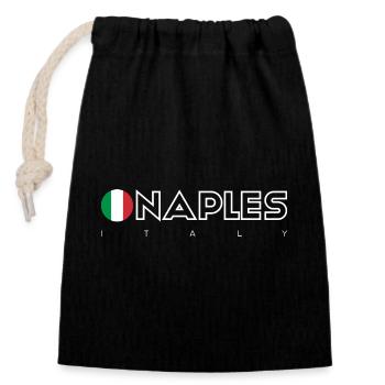 Naples Flag Circle Typography - Closable cotton gift bag (14x20cm) - black - Front