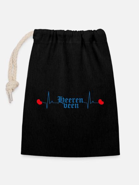Heerenveen Heartbeat - Verschließbarer Geschenkbeutel aus Baumwolle (14x20cm) - Schwarz