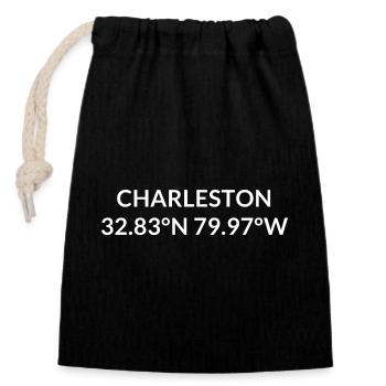 Charleston South Carolina USA Koordinaten - Verschließbarer Geschenkbeutel aus Baumwolle (14x20cm) - Schwarz - Vorne