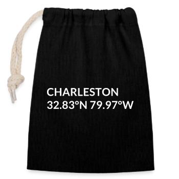 Charleston South Carolina USA Koordinaten - Verschließbarer Geschenkbeutel aus Baumwolle (14x20cm) - Schwarz - Vorne