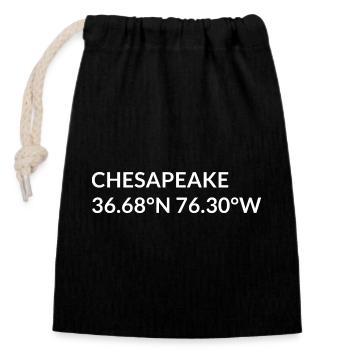 Chesapeake, Virginia, USA Coordinates - Closable cotton gift bag (14x20cm) - black - Front