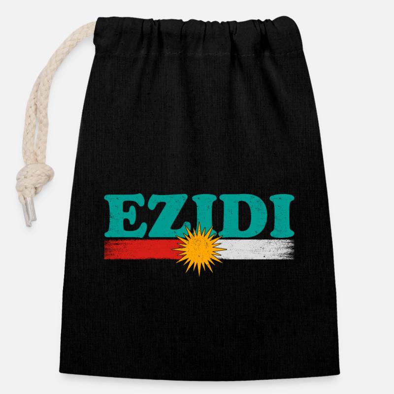 Ezidchan Yezidische Region Kurmandschi Irak - Verschließbarer Geschenkbeutel aus Baumwolle (14x20cm) - Schwarz