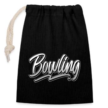 Bowling - Closable cotton gift bag (14x20cm) - black - Front