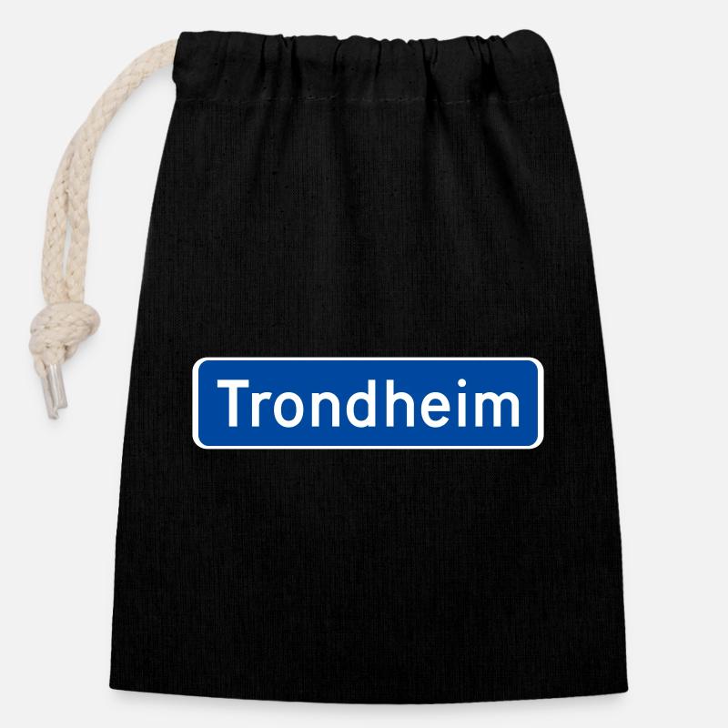 Trondheim - Sac cadeau en coton avec cordon (14 x 20 cm) - noir