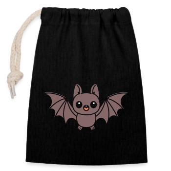 Fledermaus - Verschließbarer Geschenkbeutel aus Baumwolle (14x20cm) - Schwarz - Vorne