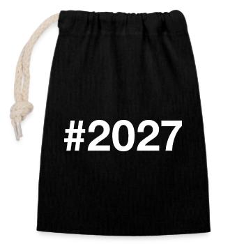 Hashtag 2027 - Sac cadeau en coton avec cordon (14 x 20 cm) - noir - Devant