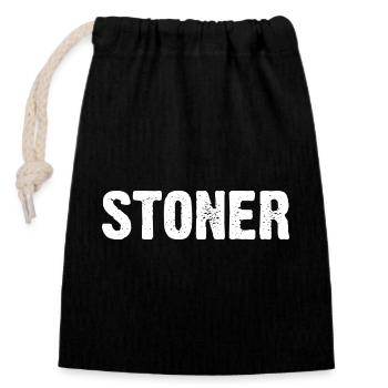 Stoner music logo design - Closable cotton gift bag (14x20cm) - black - Front