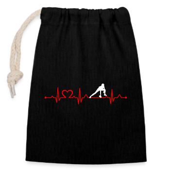 Rythme cardiaque EKG Fitness Girl Mode de vie actif - Sac cadeau en coton avec cordon (14 x 20 cm) - noir - Devant