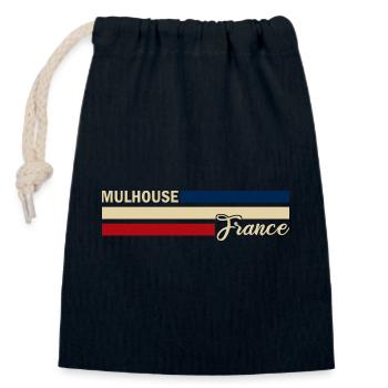 France - Mulhouse - Frankreich - Flagge - Streifen - Verschließbarer Geschenkbeutel aus Baumwolle (14x20cm) - Navy - Vorne
