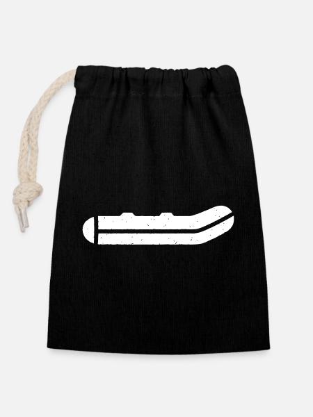 Schlauchboot Angler Karpfen Boot - Verschließbarer Geschenkbeutel aus Baumwolle (14x20cm) - Schwarz