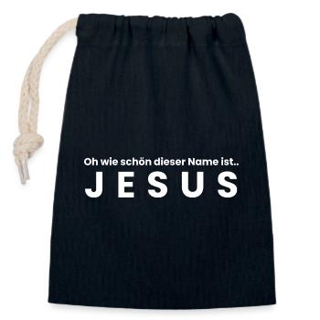 The name of Jesus - christian clothing - Closable cotton gift bag (14x20cm) - navy - Front