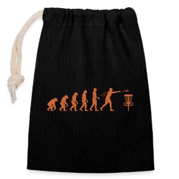 Disc Golf Evolution Lustiger Discgolfer Fliegender Disc - Verschließbarer Geschenkbeutel aus Baumwolle (14x20cm) - Schwarz - Vorne