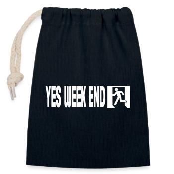 Yes Wochenende – Notfall – Weiß - Verschließbarer Geschenkbeutel aus Baumwolle (14x20cm) - Navy - Vorne