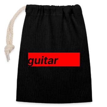 Guitare - Sac cadeau en coton avec cordon (14 x 20 cm) - noir - Devant