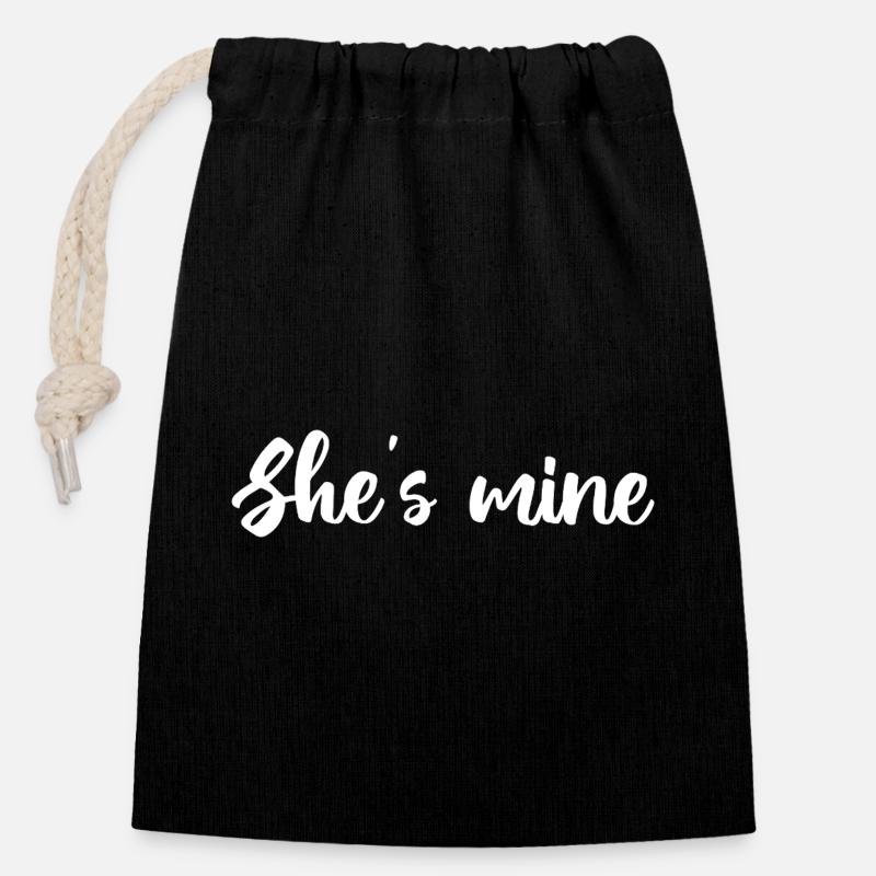 She_s Mine Design - Closable cotton gift bag (14x20cm) - black