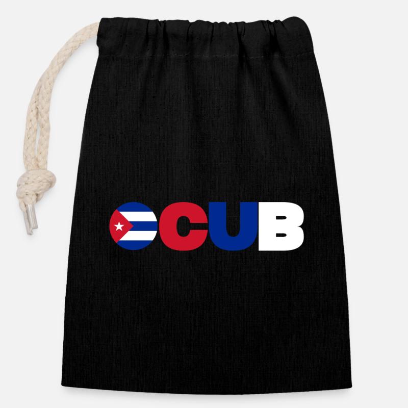 Cuba - Sac cadeau en coton avec cordon (14 x 20 cm) - noir
