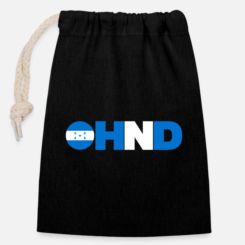 Honduras - Sac cadeau en coton avec cordon (14 x 20 cm) - noir