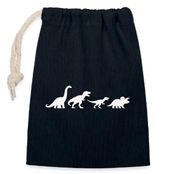 Silhouettes de dinosaures dans un style rétro - Sac cadeau en coton avec cordon (14 x 20 cm) - bleu marine - Devant