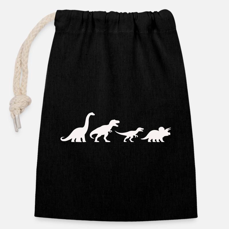 Dino silhouettes in retro style - Closable cotton gift bag (14x20cm) - black