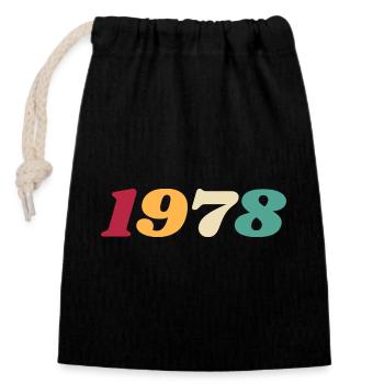 1978 Gift 1978 Birthday 1978 Retro 1978 - Closable cotton gift bag (14x20cm) - black - Front