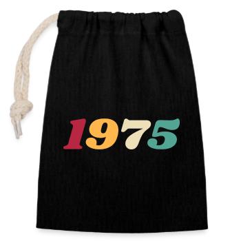 1975 Gift 1975 Anniversary 1975 Retro 1975 - Closable cotton gift bag (14x20cm) - black - Front
