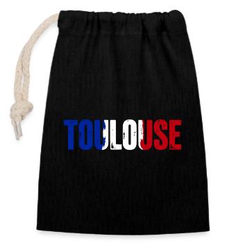 Toulouse, France - Sac cadeau en coton avec cordon (14 x 20 cm) - noir - Devant