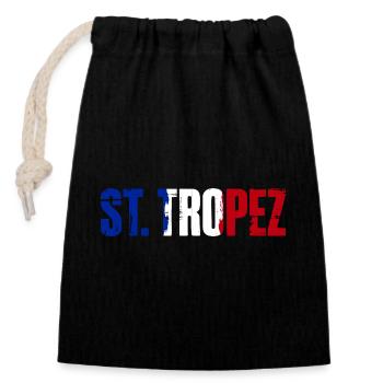 St. Tropez Frankreich Saint Tropez - Verschließbarer Geschenkbeutel aus Baumwolle (14x20cm) - Schwarz - Vorne