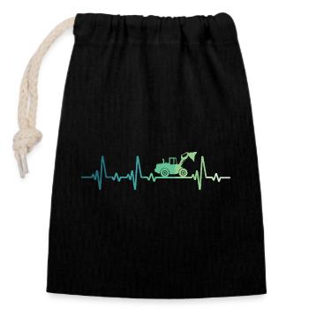 Chargeuse sur pneus battement de coeur Bulldozer - Sac cadeau en coton avec cordon (14 x 20 cm) - noir - Devant
