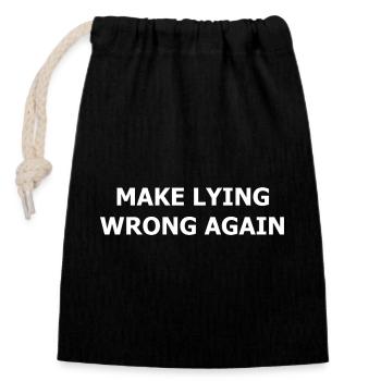 make_lying_wrong_again_whi - Verschließbarer Geschenkbeutel aus Baumwolle (14x20cm) - Schwarz - Vorne