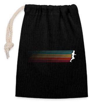 Silhouette de la Course à rayures arc-en-ciel - Sac cadeau en coton avec cordon (14 x 20 cm) - noir - Devant