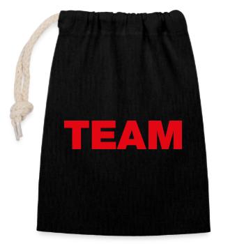 TEAM (red) - Verschließbarer Geschenkbeutel aus Baumwolle (14x20cm) - Schwarz - Vorne