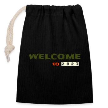 Bienvenue à 2023 font design street fashion - Sac cadeau en coton avec cordon (14 x 20 cm) - noir - Devant