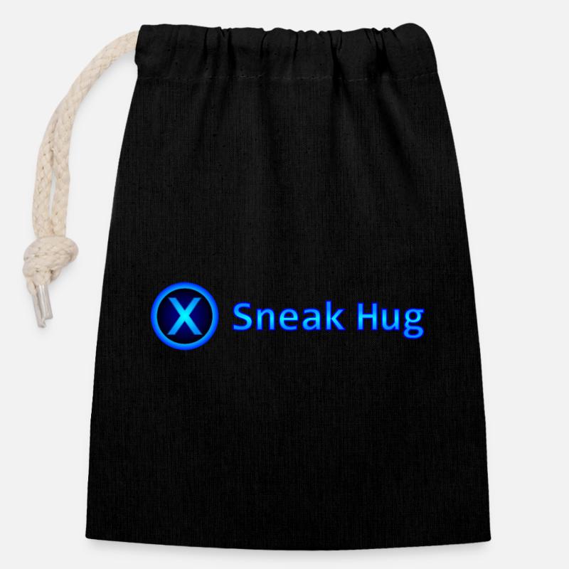 Sneak Hug / Surprise Hug - Closable cotton gift bag (14x20cm) - black