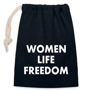 Women life freedom - Closable cotton gift bag (14x20cm) - navy - Front