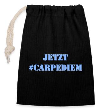 JETZT - Carpe Diem - Verschließbarer Geschenkbeutel aus Baumwolle (14x20cm) - Schwarz - Vorne