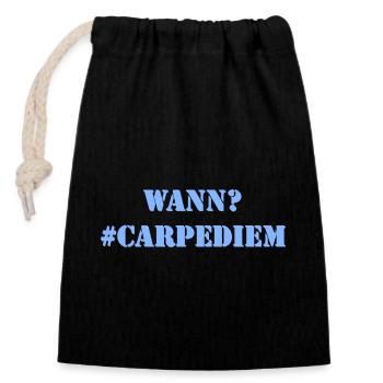 WANN? - Carpe Diem - Verschließbarer Geschenkbeutel aus Baumwolle (14x20cm) - Schwarz - Vorne