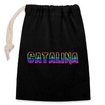 catalina rs regenbogen - Verschließbarer Geschenkbeutel aus Baumwolle (14x20cm) - Schwarz - Vorne